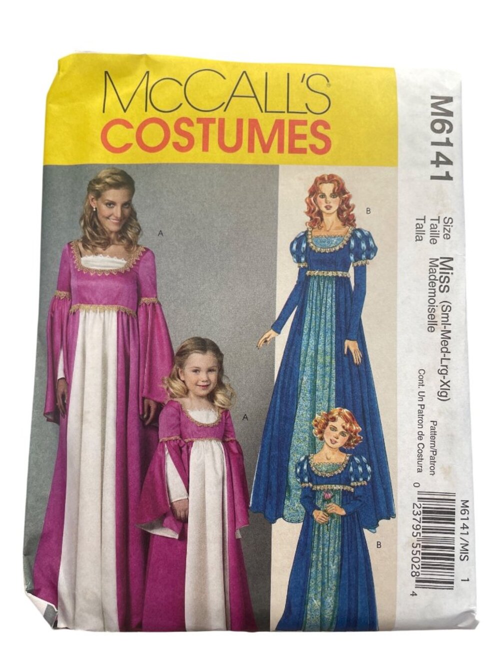 McCalls M6141 Sewing Pattern Small-XL Renaissance Costume Dressmaking Retro CUT
